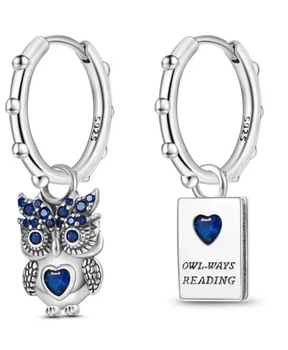 Серьги серебро проба 925 owl reading book стиль винтаж 1151