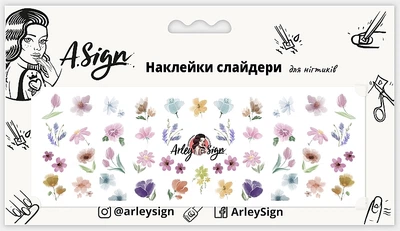 Наклейка-слайдер для нігтів "Акварельні квіти" - Arley Sign 3g (979828-1265559-2)