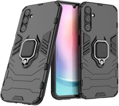 Чохол Iron Ring для Samsung Galaxy A24/A245 протиударний бампер з підставкою Black