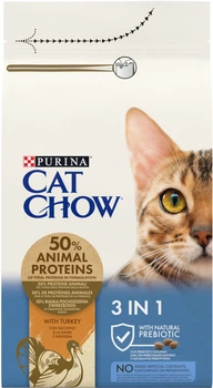 Сухой корм для взрослых кошек Purina Cat Chow Feline 3-in-1 с формулой тройного действия, с индейкой 1.5 кг