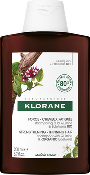 Зміцнювальний шампунь Klorane проти випадіння волосся з хініном і органічним едельвейсом 200 мл (3282770141252)