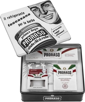 Подарунковий вінтажний набір у металевій коробці Proraso Делікатне гоління і догляд для чутливої шкіри (8004395003600)