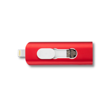 Флеш память для Apple iPhone HighSpeed USB 3.0+micro Usb+lightning, красный