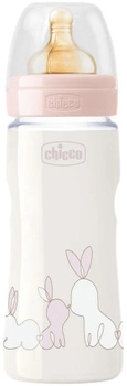 Chicco Original Touch plastikowa butelka do karmienia z lateksowym smoczkiem 4m+ 330 ml różowy (27634.10)