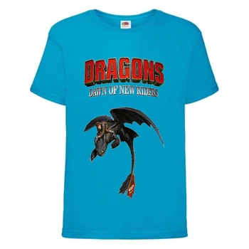 Футболка детская Как приручить дракона (DRAGONS) голубая (DRAGONS-001-blue) 140 см