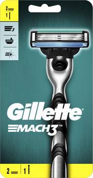 Станок для гоління чоловічий (Бритва) Gillette Mach3 з 2 змінними картриджами (7702018020706)