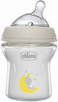 Пляшка для годування скляна Chicco Natural Feeling c силіконовою соскою 0м + 150 мл (81211.30 ) (8058664153459)
