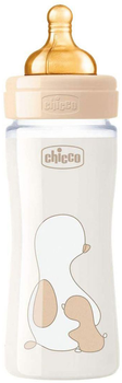 Пляшка для годування скляна Chicco Original Touch з латексною соскою 0+ міс. 240 мл Бежева (27720.30)