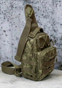 Рюкзак сумка тактична військова через плече PIXEL-5 піксель із шевроном патч
