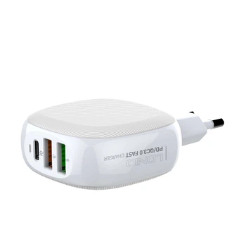 Адаптер сетевой LDNIO Lightning Cable A3510Q |2USB/1Type-C, QC/PD, 3A/28.5W| белый