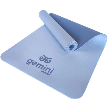 Килимок для фітнесу та йоги Gemini Premium TPE+TC 183 х 61 х 0.6 см Блакитно-Синій (GE-6DBGY)