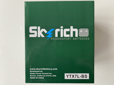 Мото аккумулятор Skyrich YTX7L-BS 12V, 6 Ah, 85 А, (-/+), 112x70x130 мм, вес 1,81кг