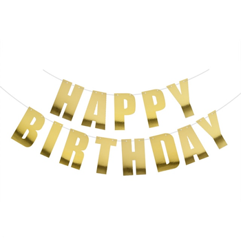Флажки Бумажные HAPPY BIRTHDAY | Золото