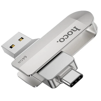 Высокоскоростная флешка HOCO UD10 64GB с поддержкой OTG 2в1 USB 3.0/ Type-C для телефона, компьютера, планшета Silver