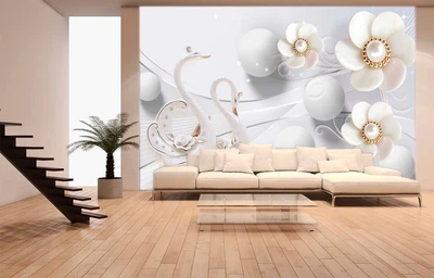 3D Фото Шпалери PHOTODECOR "3D Квіти та лебеді"