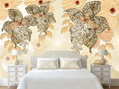3D Фото Обои PHOTODECOR "3д цветы со стразами" 1 кв.м.