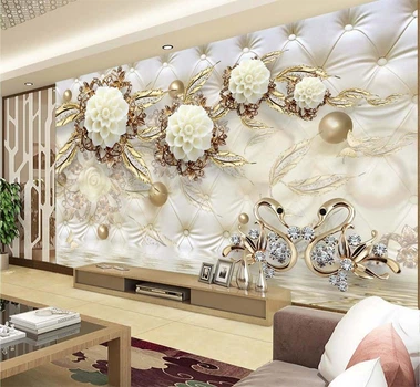 3D Фото Шпалери PHOTODECOR "3D Квіти та лебеді зі стразами"
