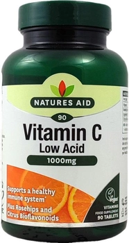 Добавка харчова Natures Aid Вітамін C 1000 мг 90 таблеток з низьким вмістом кислоти (5023652320901)