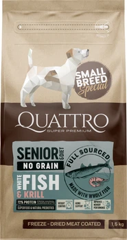 Сухой корм для пожилых собак мелких пород Quattro Special Small Breed Senior с белой рыбой 1.5 кг (4770107253895)