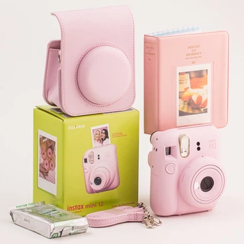 Фотокамера моментальной печати Fujifilm INSTAX Mini 12 Blossom Pink розовый цвет с чехлом, фотобумагой 10 GLOSSY (1 картридж = 10 фотографий) и альбомом на 64 снимка