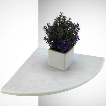 Полиця навісна кутова Wood Wedge конусна 40х40х2 Ясень білий
