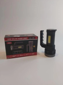 Фонарик ручной аккумуляторный на солнечной батарее USB Soler Hand lamp 828 OSL+COB