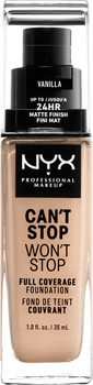 Рідка тональна основа NYX Professional Makeup Can`t Stop Won`t Stop 24-Hour Foundation 06 Vanilla 30 мл (800897157210)