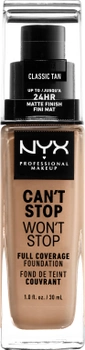 Рідка тональна основа NYX Professional Makeup Can`t Stop Won`t Stop 24-Hour 12 Classic Tan 30 мл (800897181093)