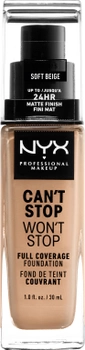 Рідка тональна основа NYX Professional Makeup Can`t Stop Won`t Stop 24-Hour Foundation 7.5 Soft Beige 30 мл (800897157241)