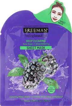 Тканевая маска для лица "Чайное дерево и ежевика" Freeman Deep Clearing Sheet Mask 25ml (849456-858731-2)