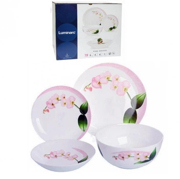 Сервиз столовый Diwali Pink Orchid 19 предметов Luminarc Q0055