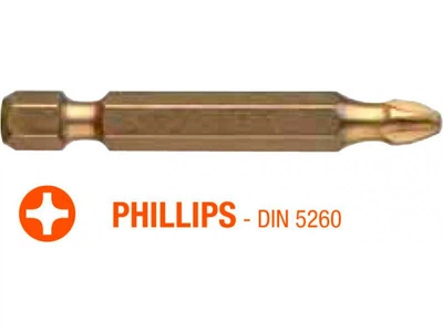 Бита USH ISOTIN Phillips PH2 x 50мм Torsion титановая удлиненная 10шт (UUSG0213622)