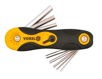 Ключ шестигранний VOREL розкладний М1.5-8мм, 8шт. (56506)