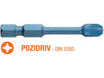Бита ударная USH Blue Shock Pozidriv PZ2 x 50мм Torsion удлиненная 5шт (UUSE0063431)