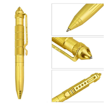 Тактическая ручка Kubotan для самообороны 3в1 Золотистая