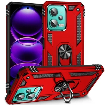 Противоударный чехол с подставкой Deexe Armor Case для Xiaomi Redmi Note 12 - Red