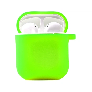 Силиконовый футляр с микрофиброй для наушников Epik Airpods 1/2 Салатовый / Neon green
