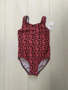 Купальник суцільний рожево-чорний в серця Primark 134см (400092473)