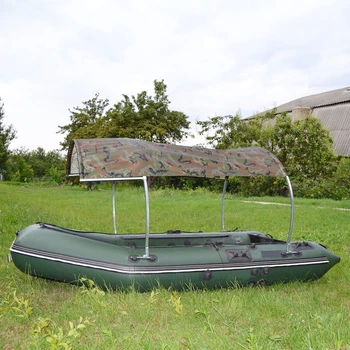 Тент TENT ALong ПВХ с каркасом и козырьком для надувного човна 240-300 см х 140-180 см х 100 см 179 см х 147