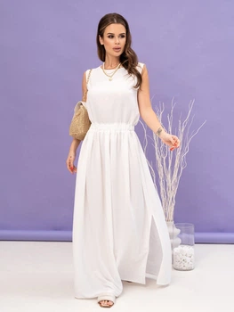Платье длинное летнее женское ISSA PLUS 14063 2XL Молочное (issa2007682441723)