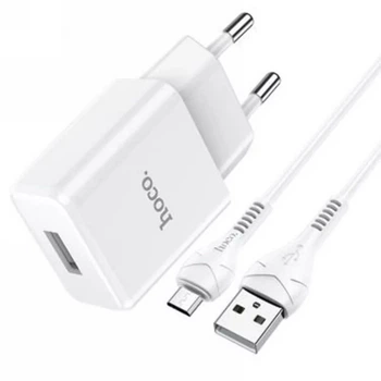Комплект СЗУ + кабель Micro Hoco N9 Especial для зарядки White (750702)