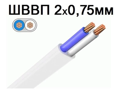 Провод медный ШВВП 2*0.75мм²(многожильный)10м плоский ЗЗЦМ
