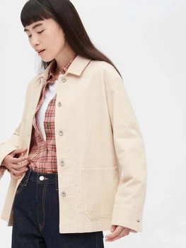 Вельветова куртка жіноча Uniqlo 330950462 L Бежева (1159783923)