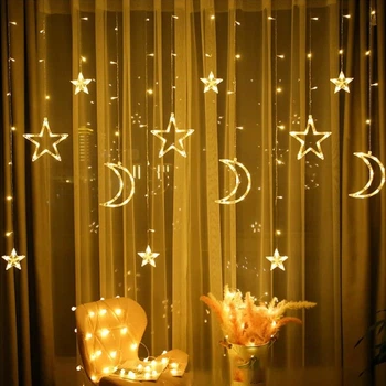 Новорічна світлодіодна гірлянда шторка дощ "Місячна ніч" YS-84007 138 LED 2.5 метра (теплий білий) TwinkleStar