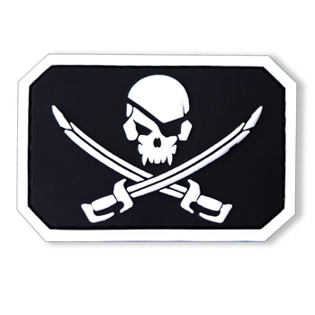 Шеврон PIRATE SKULL Весёлый роджер черно белый