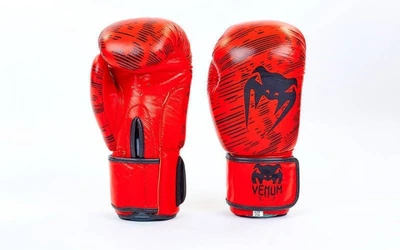 Перчатки боксерские кожаные Venum MA-5430-R красный вес 10oz