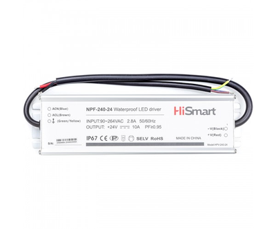 Блок живлення HiSmart 24V, 10A, 240W, PFC, IP67