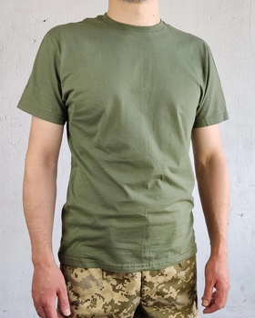 Футболка оливковая хлопок, военная армейская тактическая летняя для ТРО ВСУ НГУ оливковая S