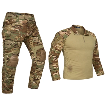Тактичний костюм Multicam, штурмова військова форма, сорочка з довгим рукавом та штани з наколінниками Мультикам р.XL
