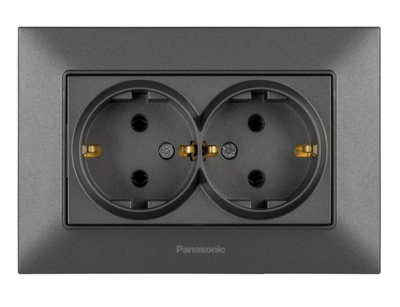 Розетка двойная с заземлением Panasonic Arkedia Slim Дым WNTC0205-2DG